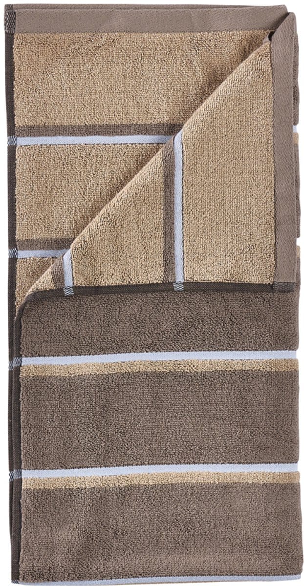 Zone Denmark Sauna Badhanddoek 140 x 70 cm Taupe/Camel/Sky Blue