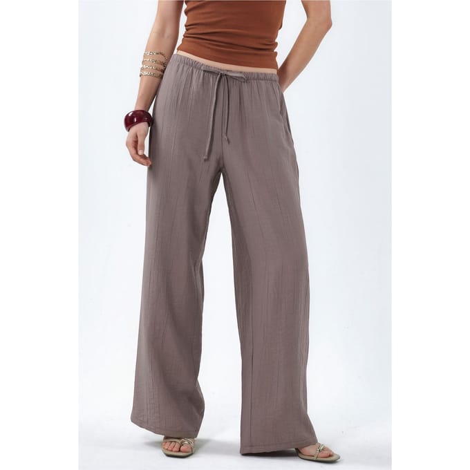Dames Wijd-Pijpen Geweven Broek