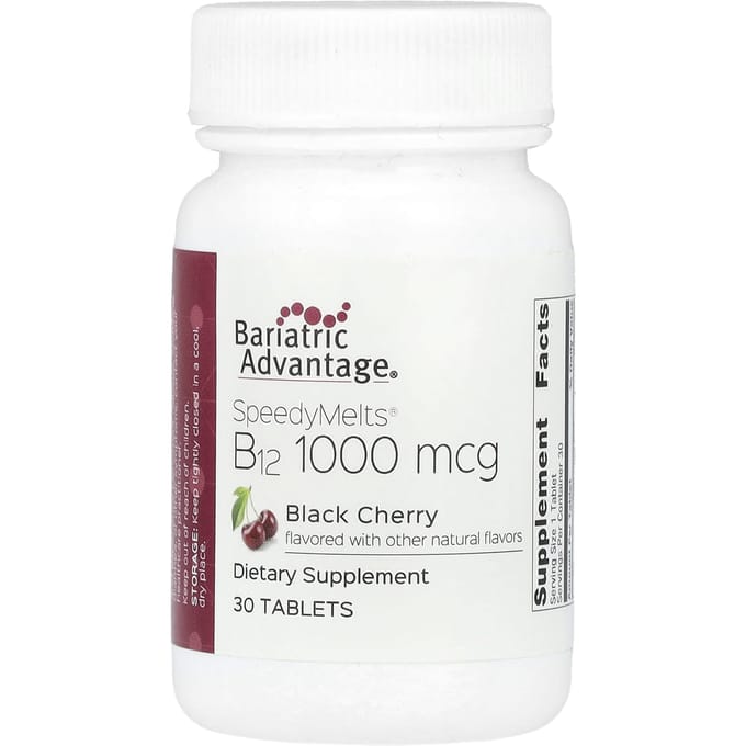 Bariatrische Voordeel, SpeedyMelts®, B12, Zwarte Kers, 1.000 mcg, 30 Tabletten