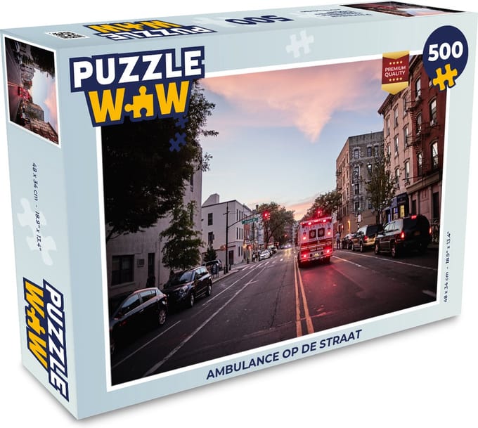 Puzzel Ambulance op de straat - Legpuzzel - Puzzel 500 stukjes