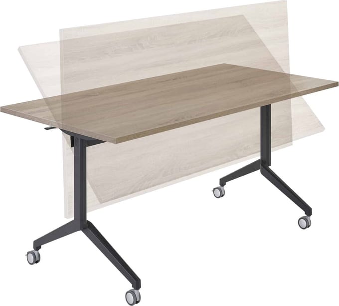 Universele klaptafel Hyper breed 120CM diep 80CM bladkleur Halifax Eiken framekleur Wit (RAL9010)