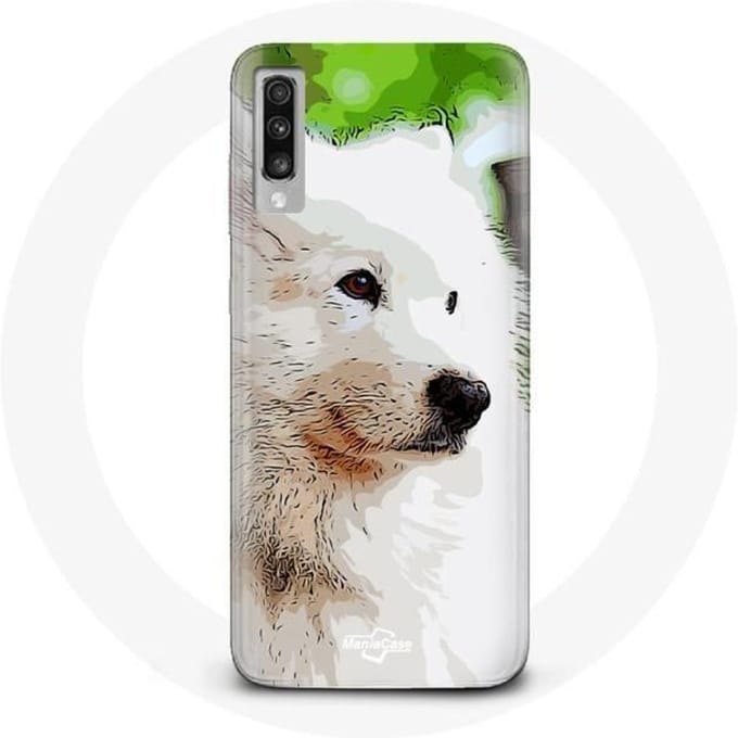 Coque - MANIACASE - Samsung Galaxy A70 - Souple - Chien Samoyède - Blanc blanc