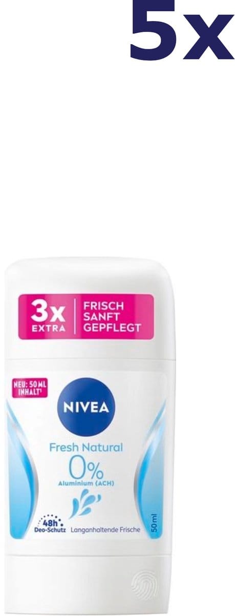 5x Nivea Deo Stick Deodorant Fresh Natural 50 ml