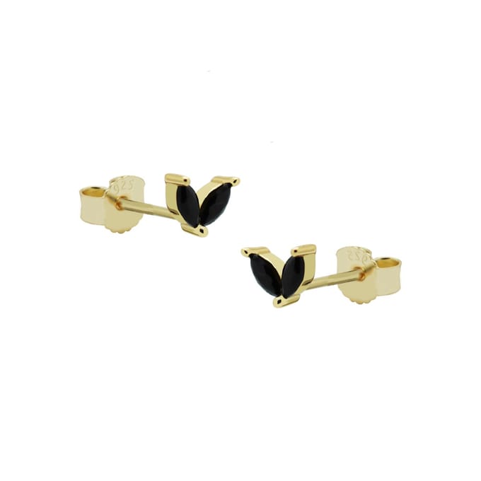 Karma Oorknoppen symbol double leaves goud Zwart