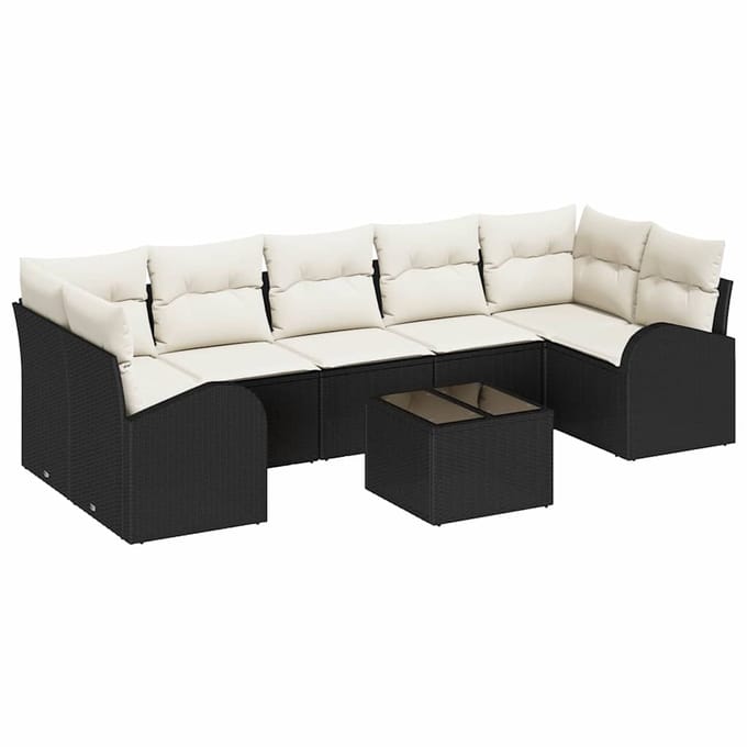 vidaXL - Tuinbank - Set - 8 - st - Zwart - poly - rattan