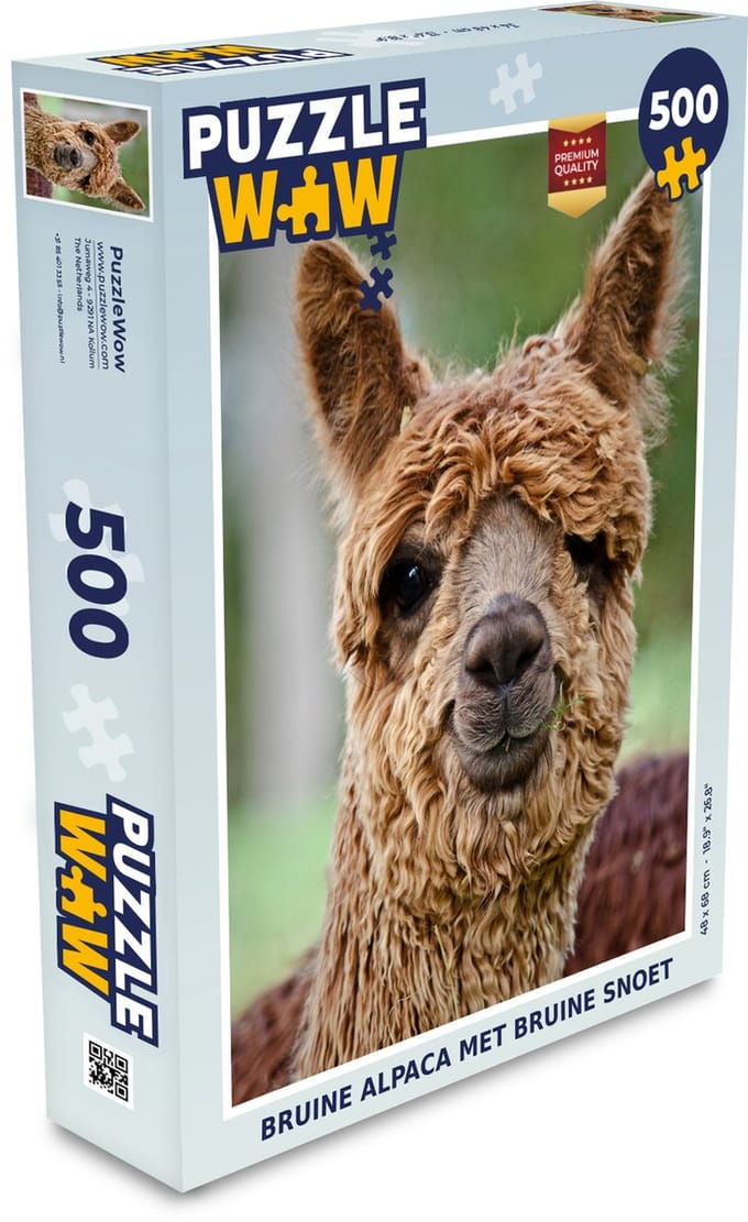 Puzzel Lama - Bruin - Macro - Legpuzzel - Puzzel 500 stukjes