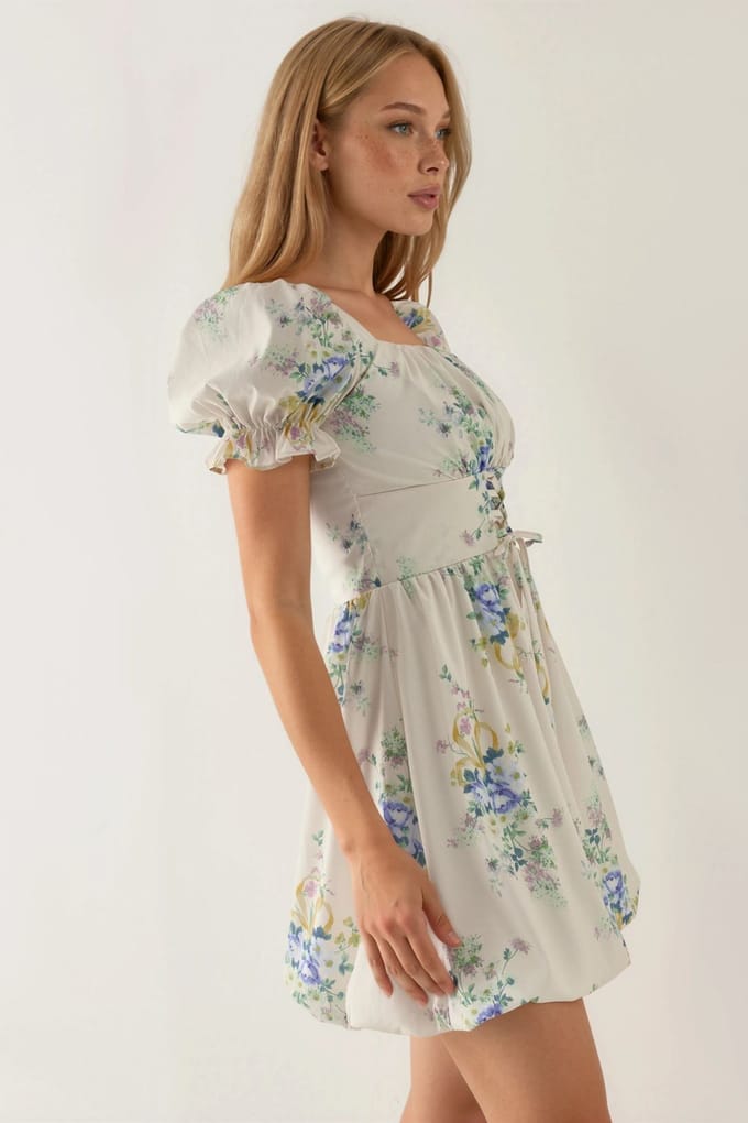 Floral A-lijn Mini-jurk met Strikdetail