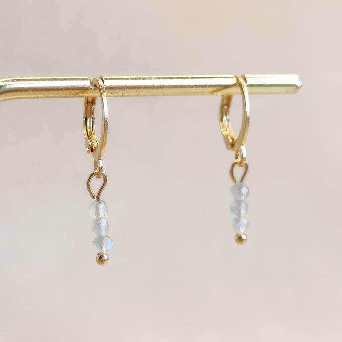Ava&Imber Sparkling Labradoriet Oorbellen Goud Stainless Steel (RVS)