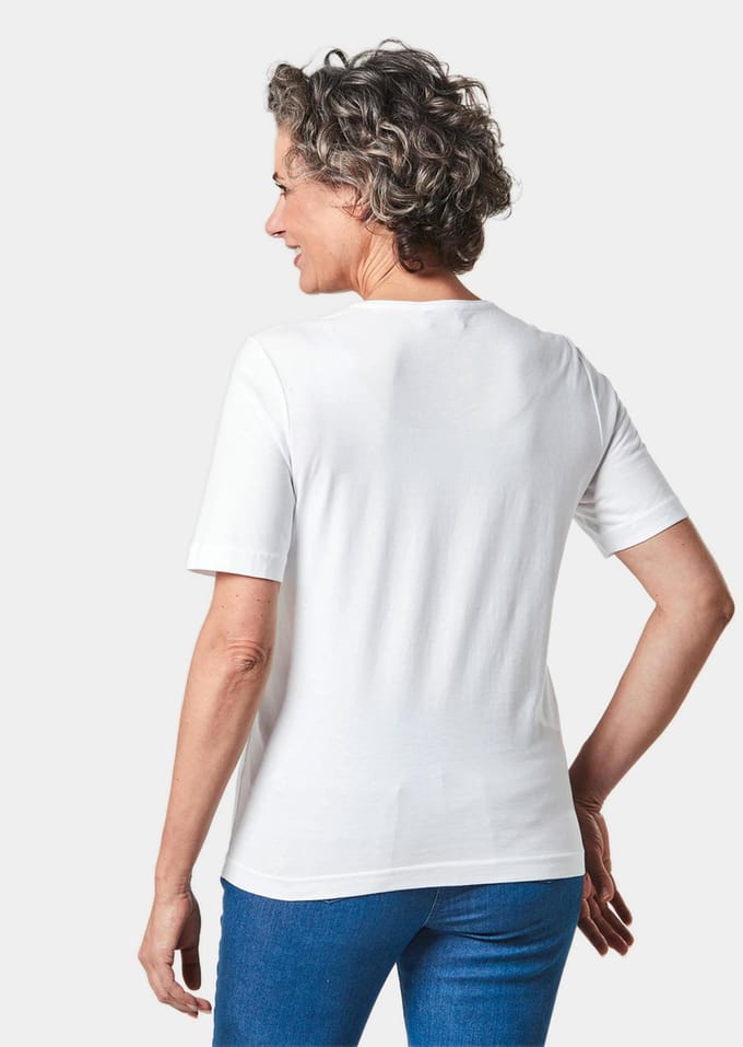 Basic shirt van puur katoen - wit - Gr. 46 van Goldner Fashion