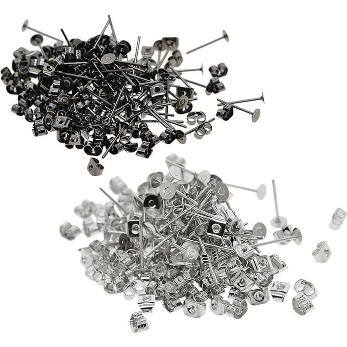 Poteaux et dos de boucles d'oreilles en fer de 4mm, 400 pièces, pour résultats de bricolage, bijoux as described black