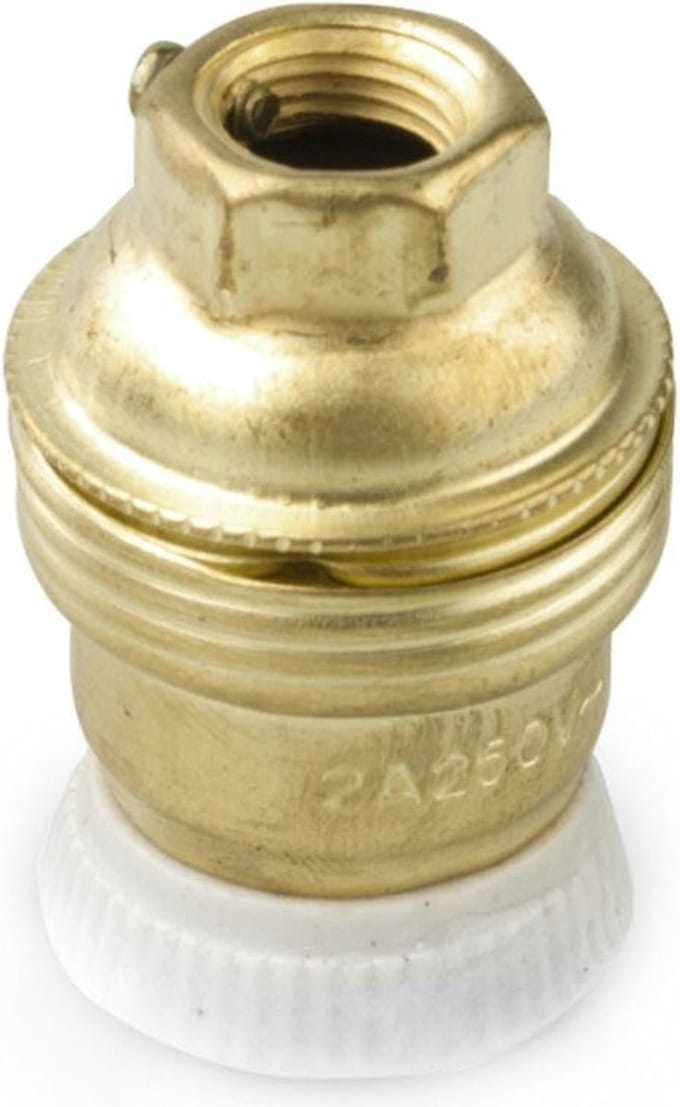FITTING FITTIN E14 - MESSING / PORCELEIN - KLASSIEK MODEL - LAMPHOUDER VOOR HANGLAMPEN