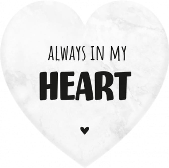 Marmeren hartje - Always in my heart - 5x5cm