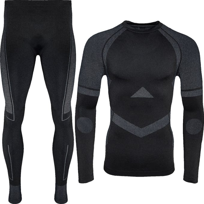 Thermoset - Thermo Ondergoed Heren - Naadloos - Zwart - Maat M/L | Thermo Kleding Set