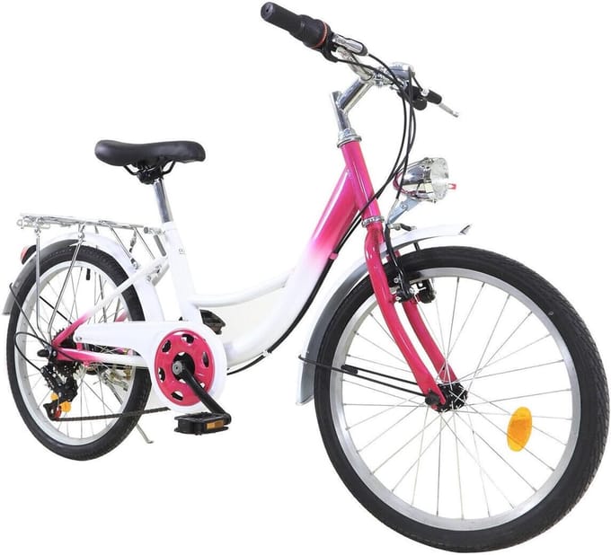 Kinderfiets - Meisjesfiets - Buiten Fietsen - 6 Versnellingen - 20 Inch - Roze Wit