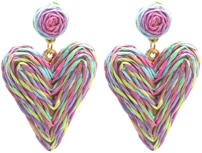 Oorbellen Hart – Kunststof – 6x4cm – Multikleur – valentijn – cadeau