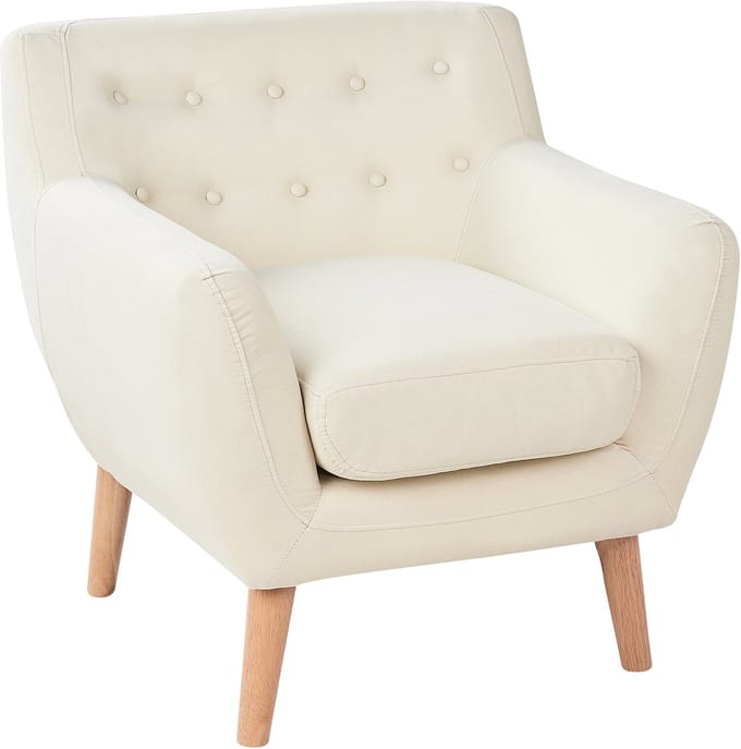 MOTALA - Chesterfield fauteuil - Lichtbeige - Polyester