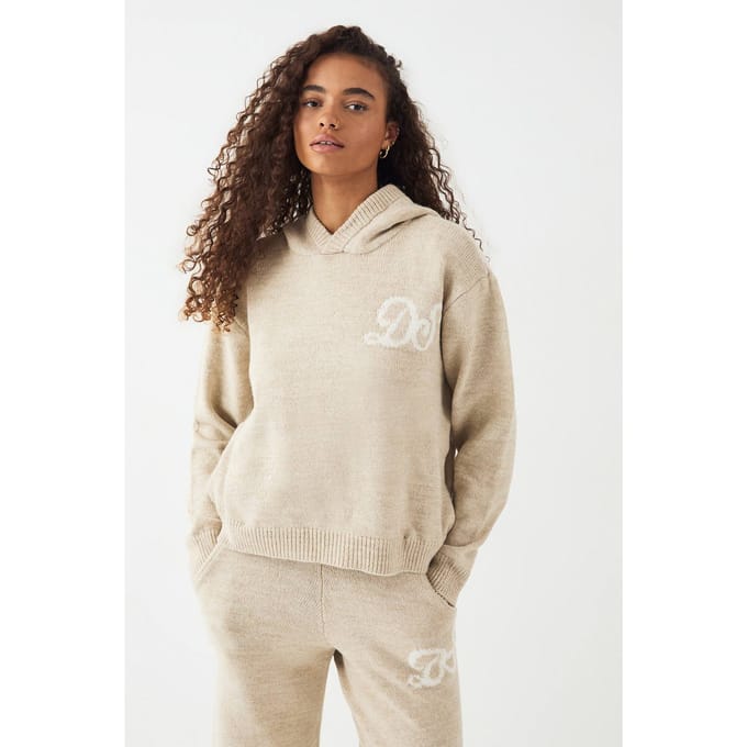 Dames DSGN Studio Gebreide Oversized Hoodie | Oatmeal | Maat: XS