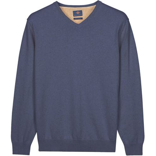Baileys Trui Solid Color V-Neck Cotton Single Knit Cloud Blue / male