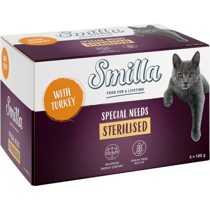 6x100g Puur Kalkoen Smilla Sterilised Kattenvoer nat