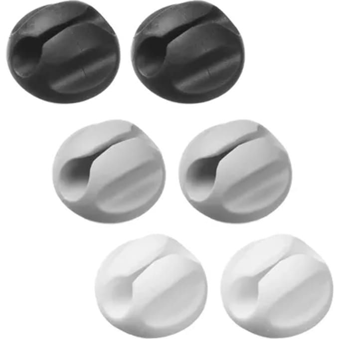 D-line Bases Kabel Clips Zelfklevende Kabelhouder 6st: 2x Zwart 2x Grijs 2x Wit