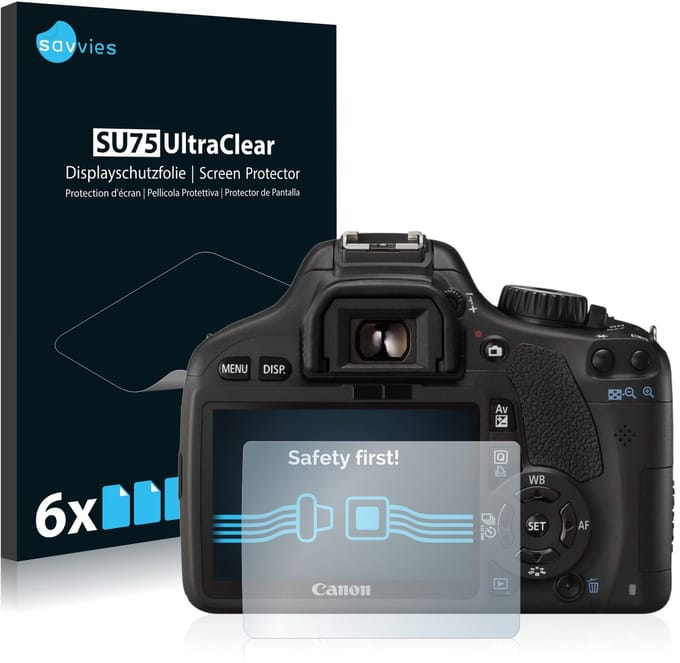 Savvies - Screenprotector voor Canon EOS 550D - Folie Beschermfolie transparant 6 Stuks