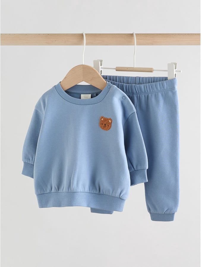 Next - Jongens - groen - Babyset met sweater en joggingbroeken - Blauw