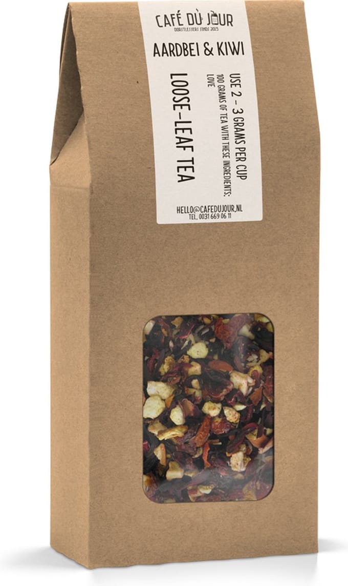 Aardbei & Kiwi - Vruchtenthee 100 gram - Café du Jour losse thee