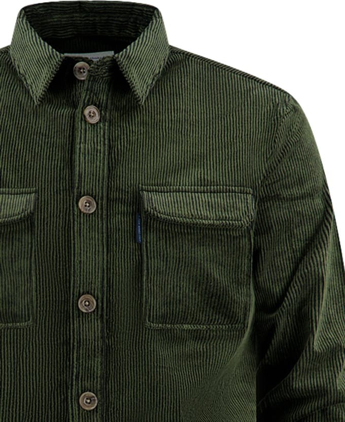 A Fish Named Fred overshirt groen corduroy slim fit katoen