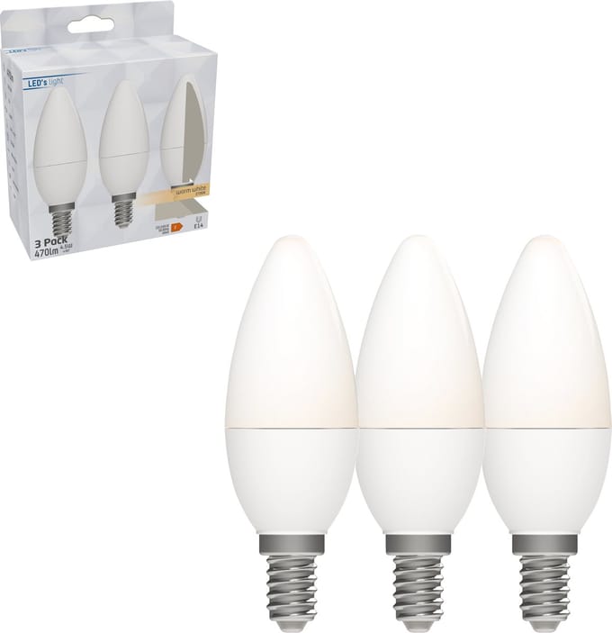 LED's Light LED lampen met kleine E14 fitting - Warm wit licht - 4,9W - 470lm - 2700K - 3PACK - Lichtbron - Lichtbronnen
