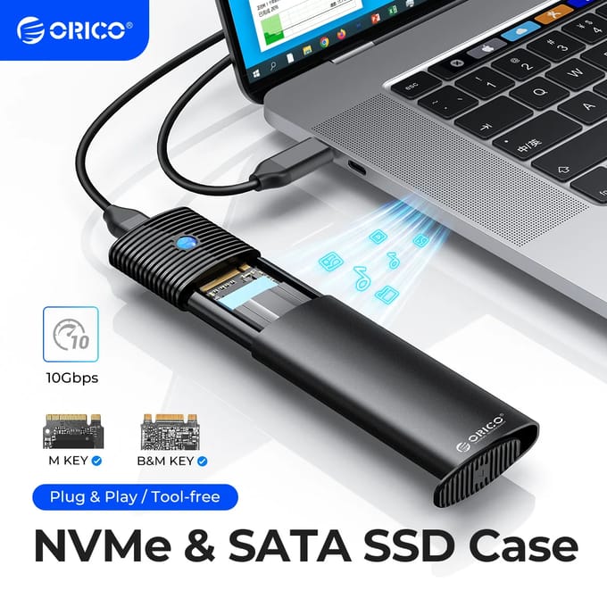 ORICO M.2 NVMe External Enclosure Orico PWM2-G2-BK-EP USB-C 10Gbps (Black)