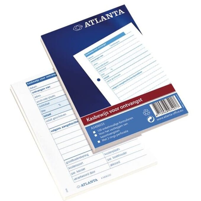 Atlanta Kasbewijs voor ontvangst A5406-033 A6, blok á 100vel