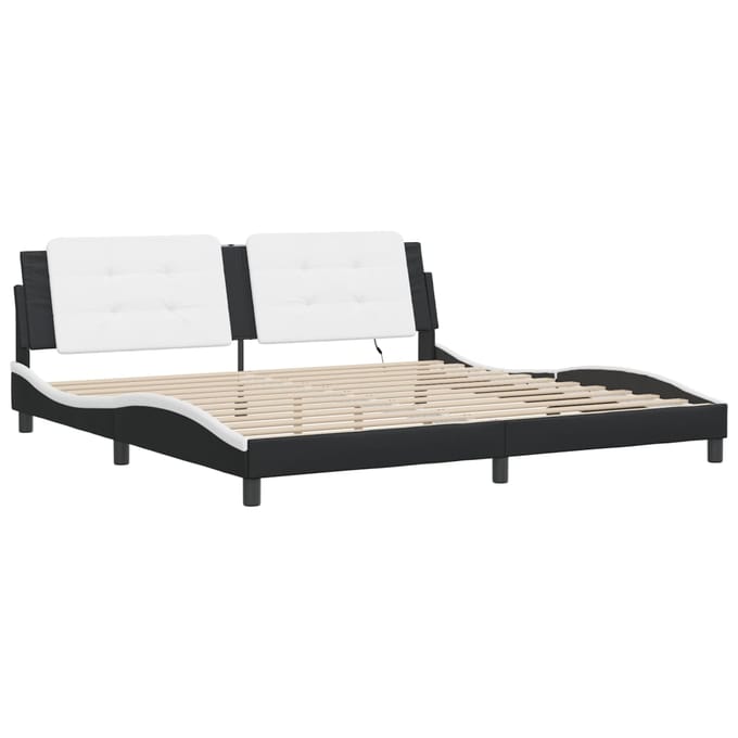 vidaXL - Bedframe - met - LED - zonder - matras - "Zadar" - zwart - en - wit - 200x200 - cm