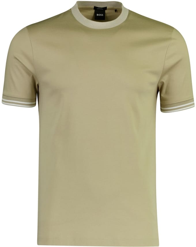 BOSS Black T-shirt ronde hals creme slim fit