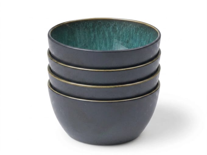 Bitz Gastro Kom zwart/groen 14cm set van 4