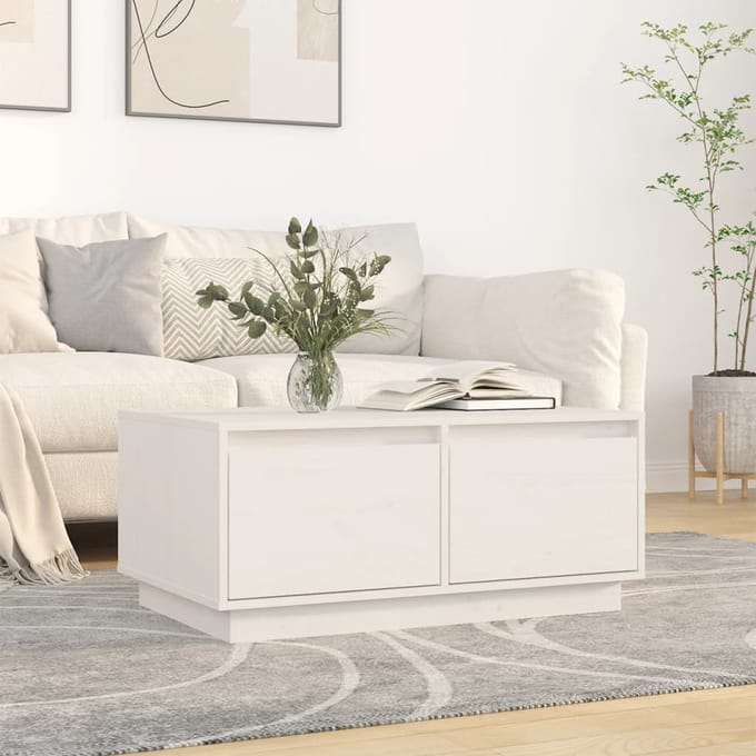 vidaXL - Salontafel - 80x50x35 - cm - massief - grenenhout - wit