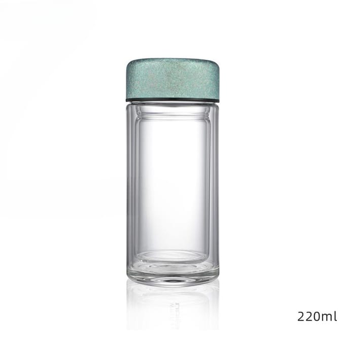 Glas Dubbellaags High-end Draagbaar Herencadeau Bubble Tea Bekers High-end Waterbekers. 220ml gray