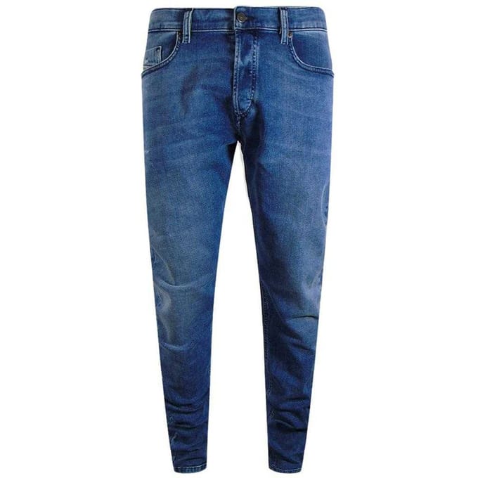 Diesel Heren Tepphar-X Denim Leren Badge Jeans (Blauw)