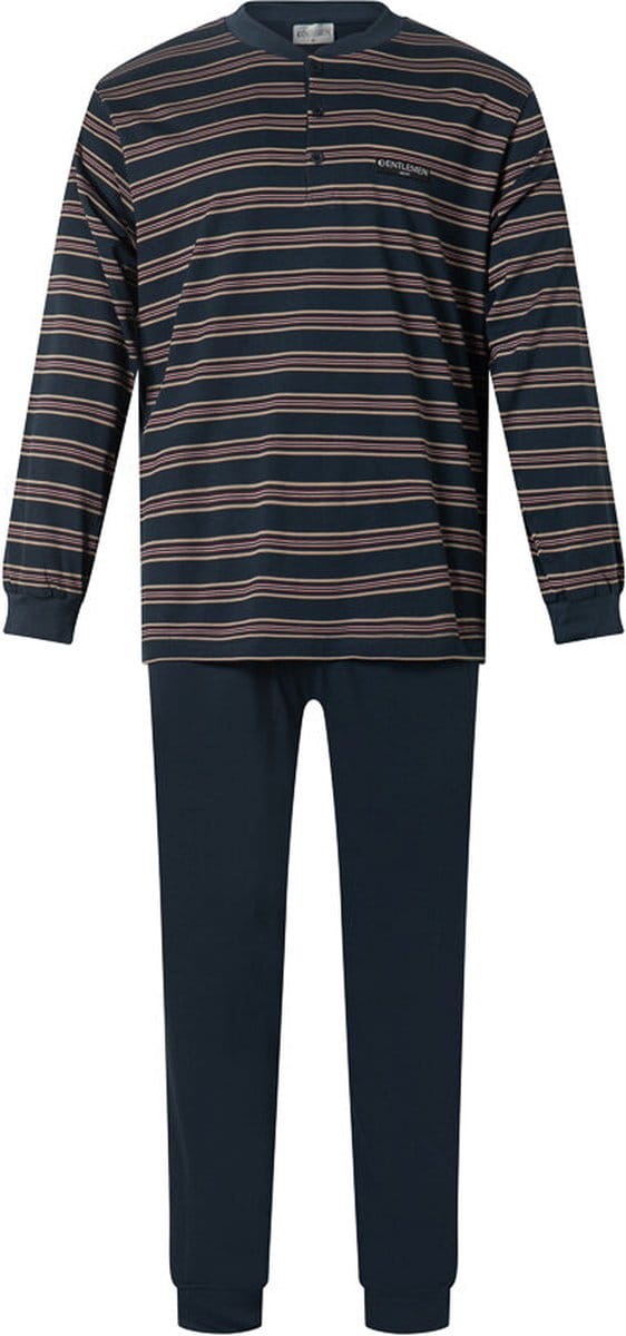 Heren Pyjama single jersey gentlemen met knoopsluiting Navy - maat M