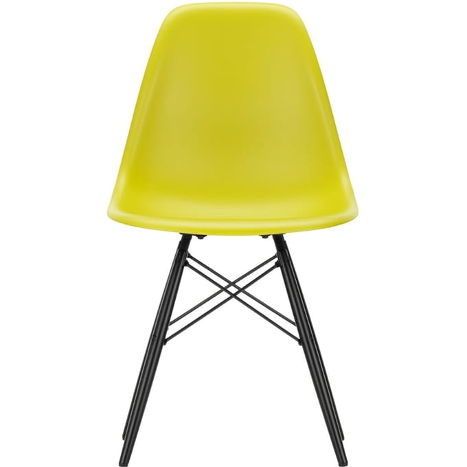 Vitra - DSW Eames Plastic Sidechair - mosterd RE - esdoorn zwart - geel