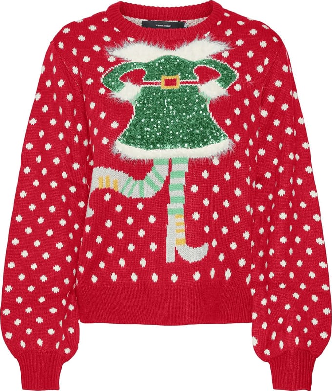 VERO MODA - VMSPARKLE ELFIE LS O-NECK PULL. XMAS - Dames - Gebreide truien