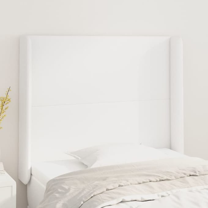 vidaXL - Hoofdbord - met - randen - 83x16x118/128 - cm - kunstleer - wit