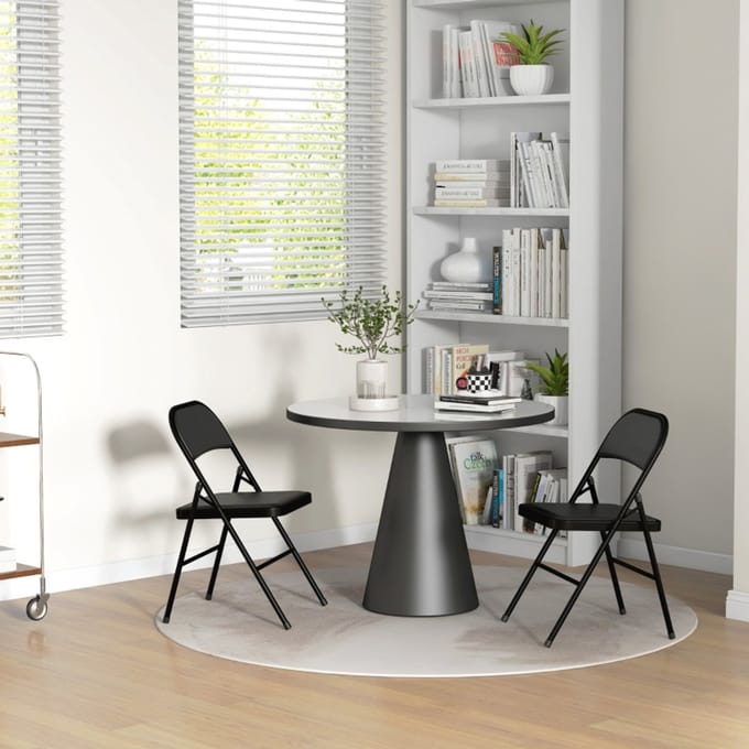 REDOM Klapstoelen Set Van 2 - Opvouwbaar - Modern - Kunstleer - Zwart - 45 × 46 × 78 cm