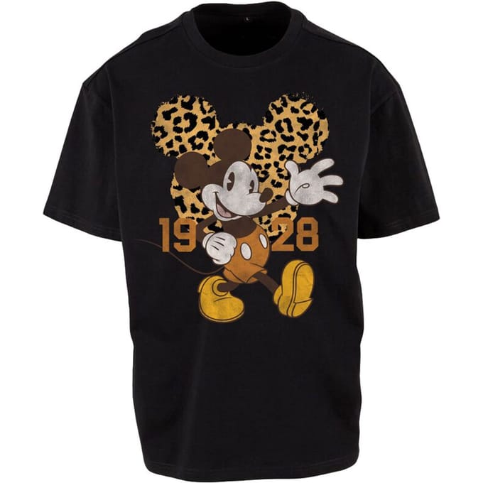 Mickey & Minnie Mouse - Disney T-shirt - Leopard Head - S tot M - zwart