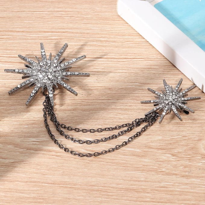 Femmes Exagéré Mode Élégant Strass Épingle Broche Vêtements Robe Décoration Bijoux gray