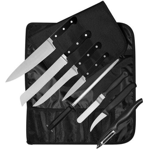 GGM Gastro Messer-Set Classic mit Rolltasche - 8-teilig Zwart