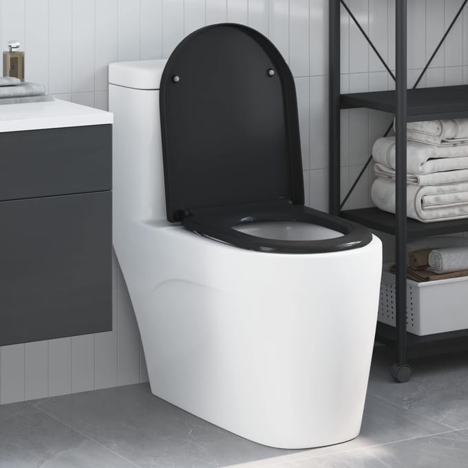 vidaXL - Toiletbril - Zwart - 49 - x - 36 - x - 4 - cm - Duroplast