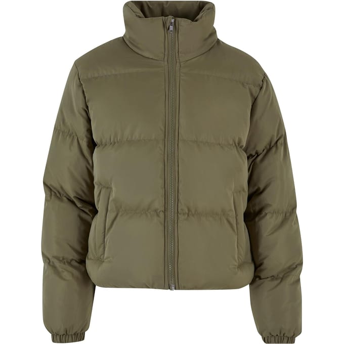 Urban Classics Ladies Short Peached Puffer Jacket Winterjas olijf M