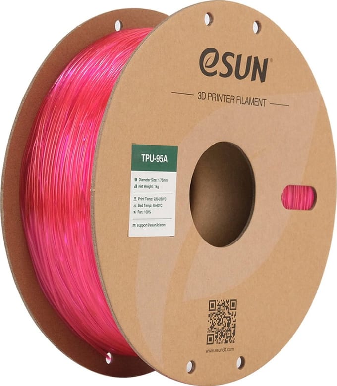 eSun - eTPU-95A Filament, 1.75mm, Transparent Roze - 1kg