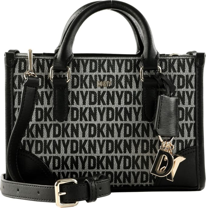 DKNY Handtas Schoudertas Perri SM Box Satchel Bag Logo / Black Zwart