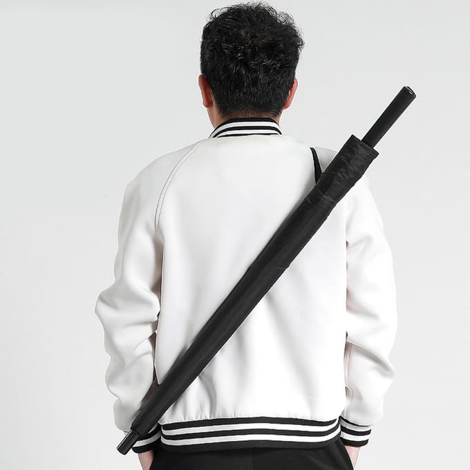 Paraplu met lange steel voor regen Groot formaat Dik Winddicht 24 baleinen Rechte stok black
